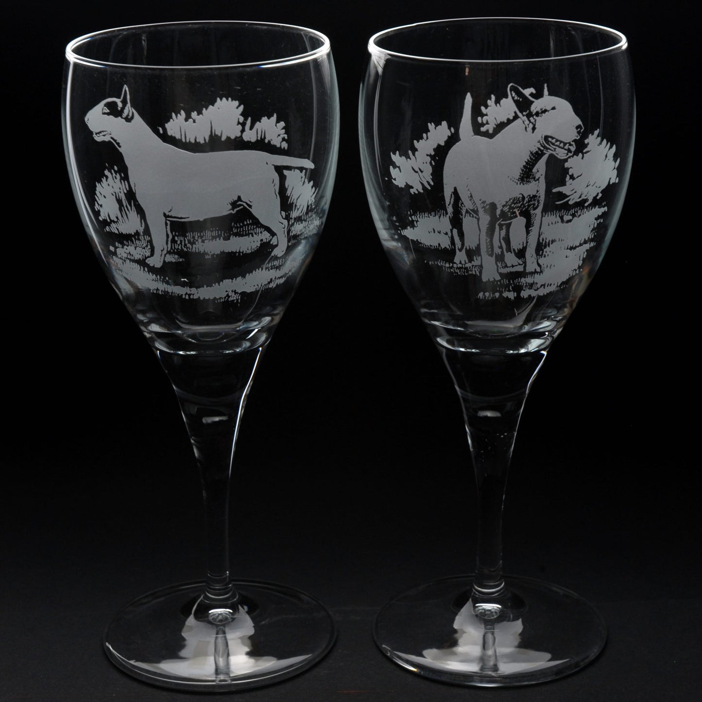 Bull Terrier Dog Crystal Wine Glass - Hand Etched/Engraved Gift