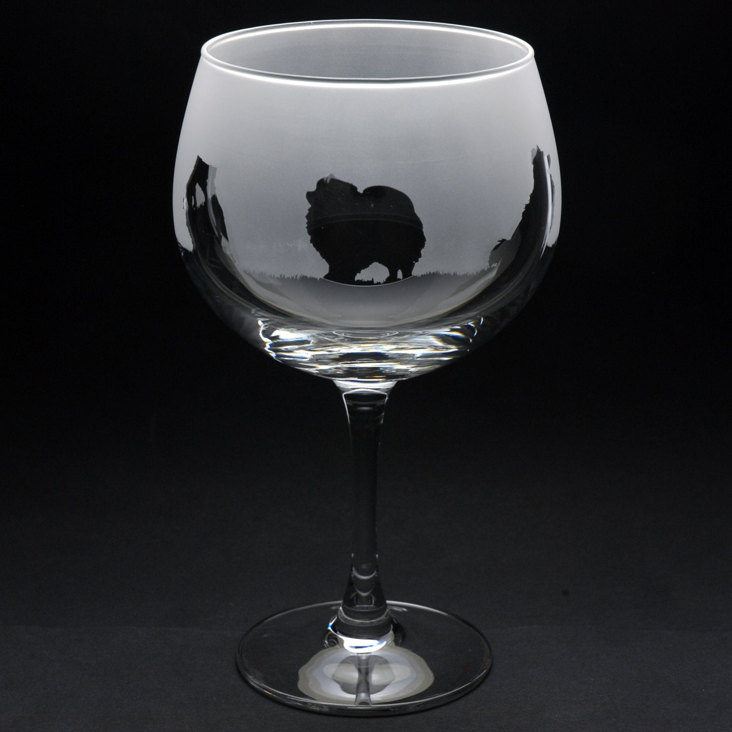 Pomeranian Dog Gin Cocktail Glass - Hand Etched/Engraved Gift