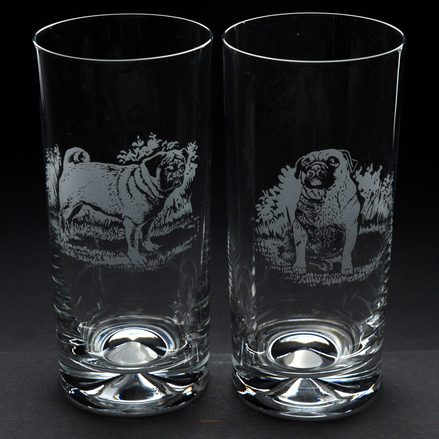 Pug Dog Highball Glass - Hand Etched/Engraved Gift