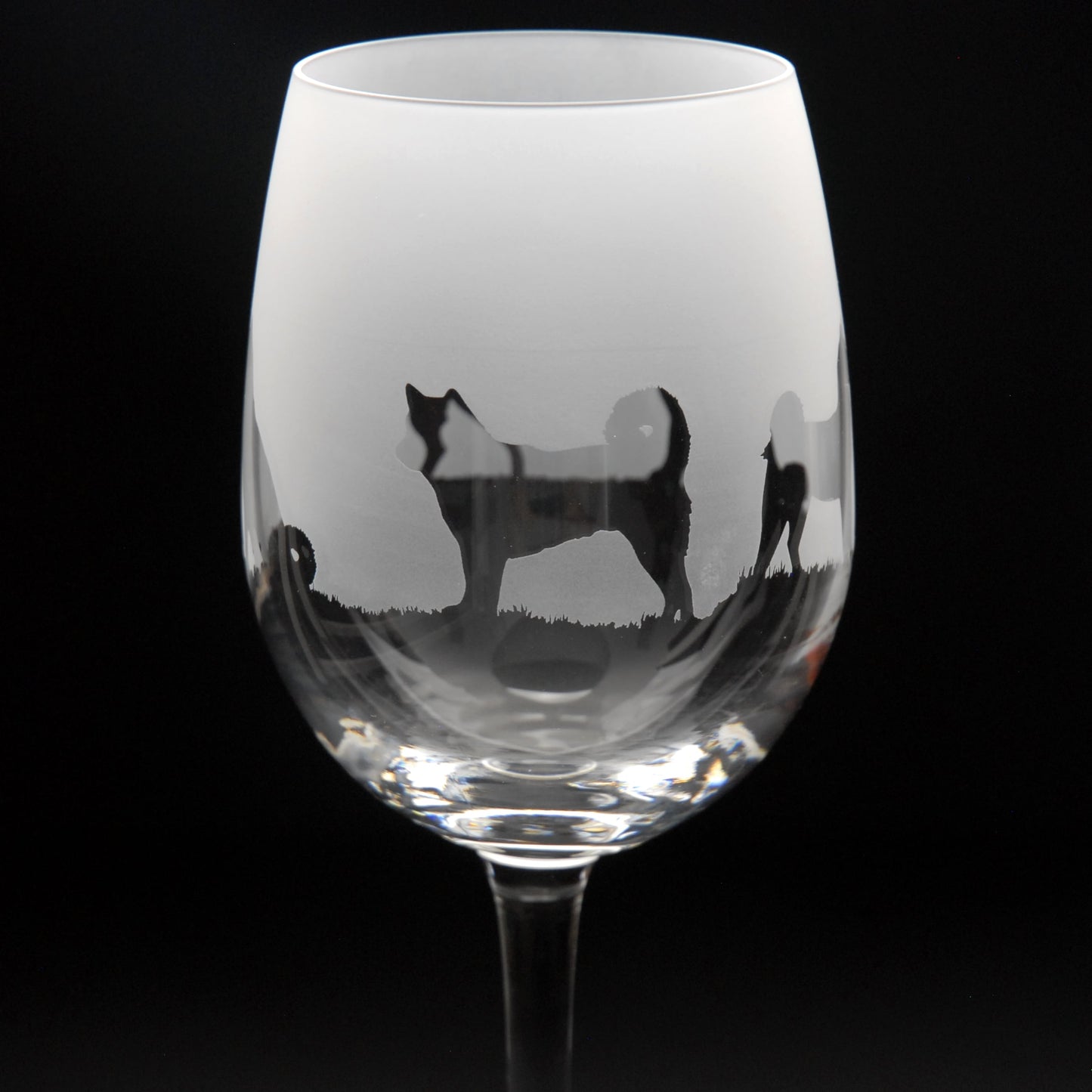 Akita Dog Crystal Wine Glass - Hand Etched/Engraved Gift