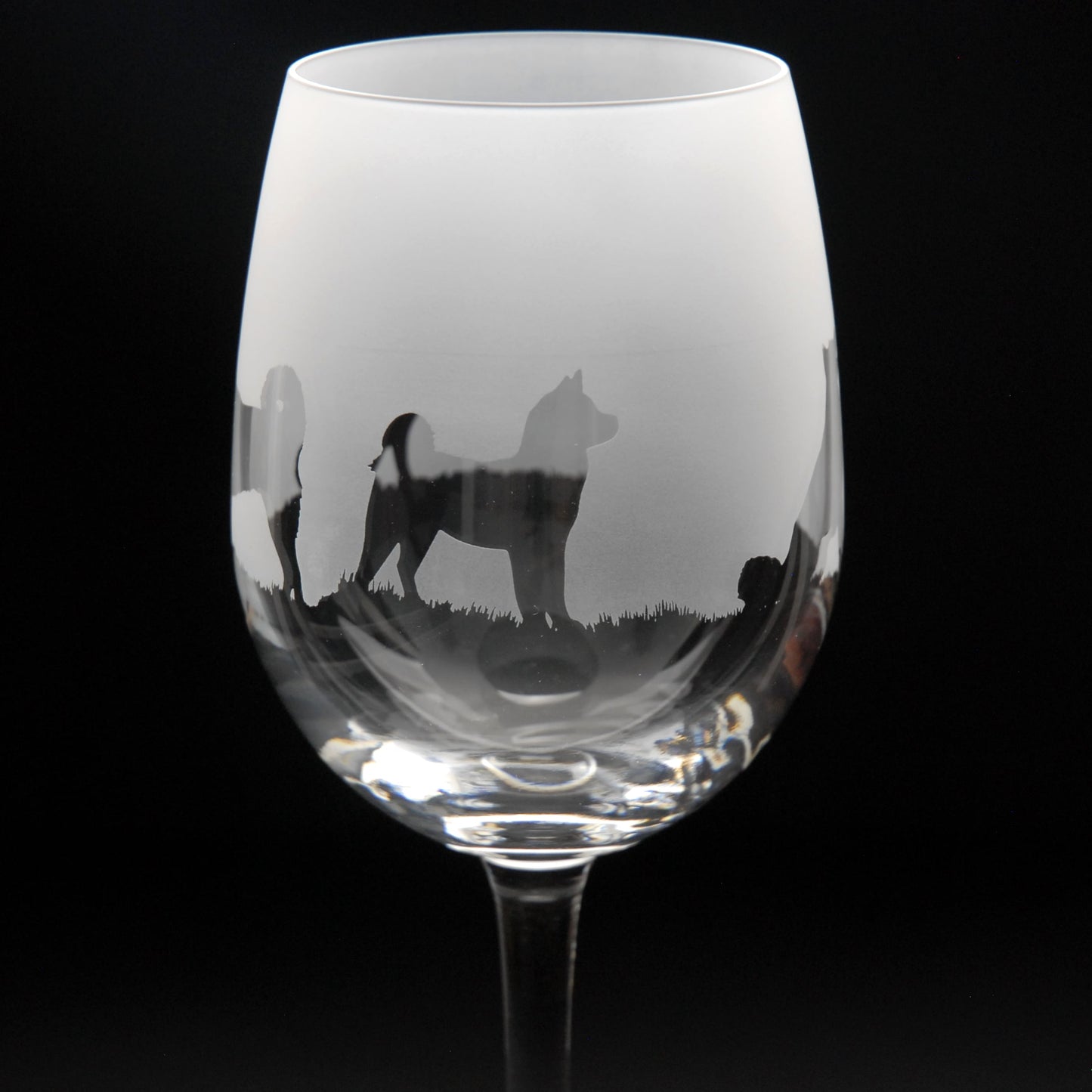 Akita Dog Crystal Wine Glass - Hand Etched/Engraved Gift