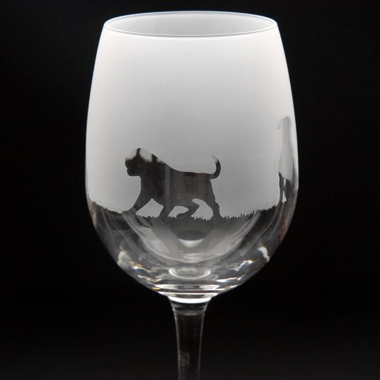American Bulldog Dog Crystal Wine Glass - Hand Etched/Engraved Gift