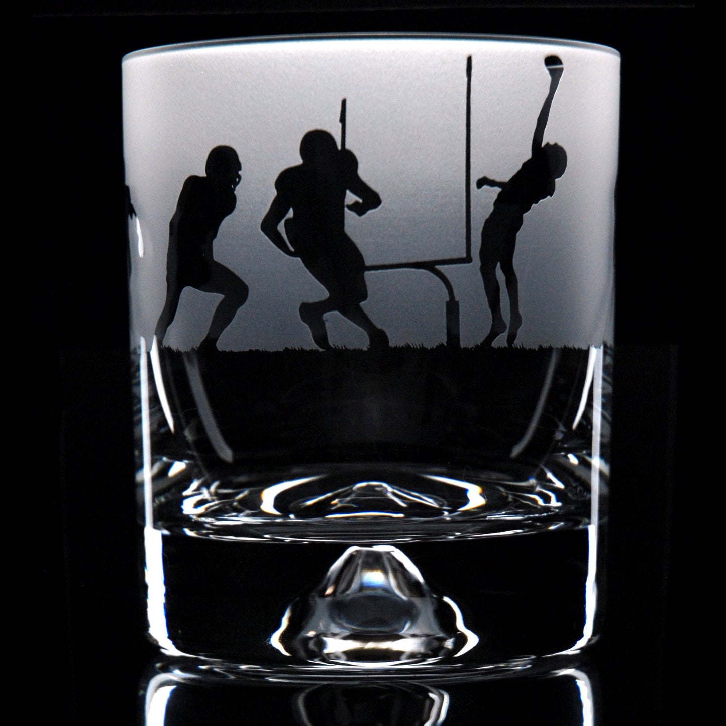American Football Whiskey Tumbler Glass - Hand Etched/Engraved Gift