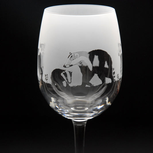 Badger Crystal Wine Glass - Hand Etched/Engraved Gift