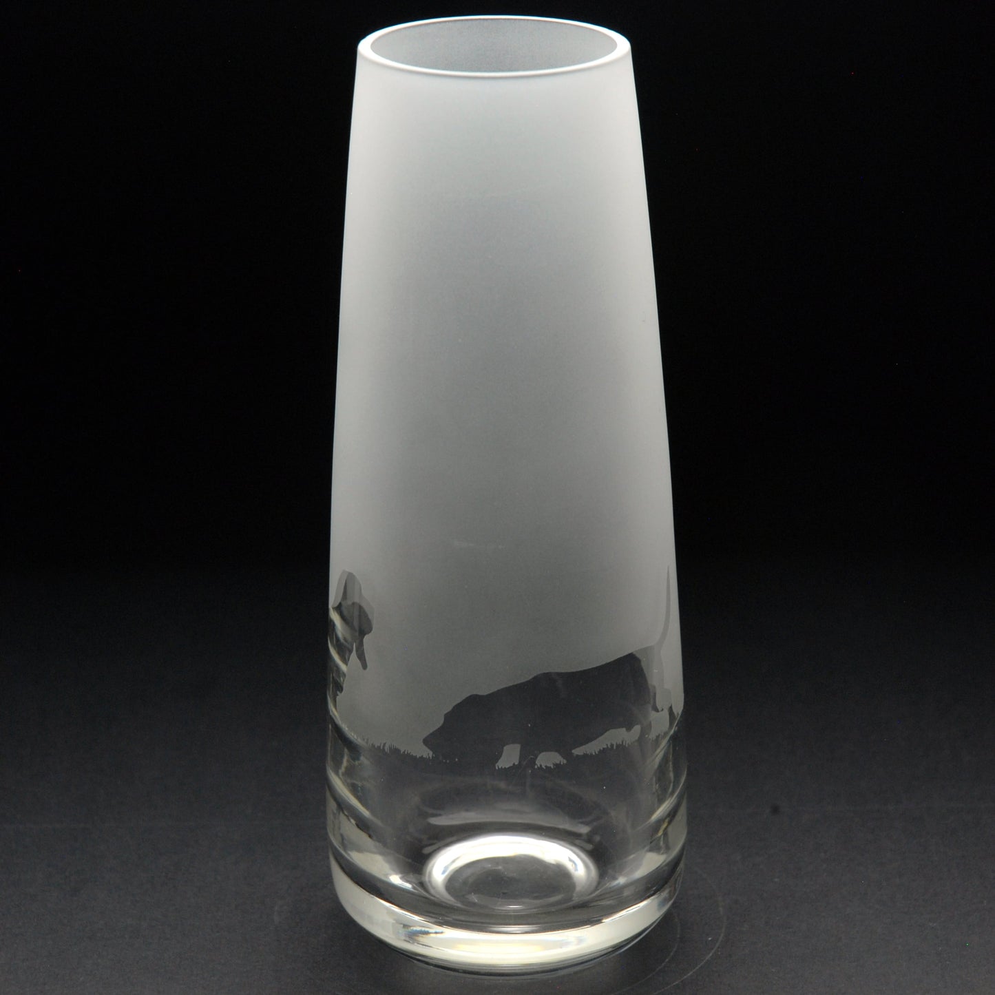 Basset Hound Dog Glass Bud Vase - 15cm - Hand Etched/Engraved Gift