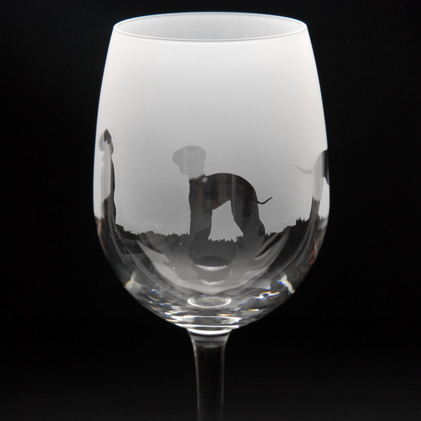 Bedlington Terrier Dog Crystal Wine Glass - Hand Etched/Engraved Gift