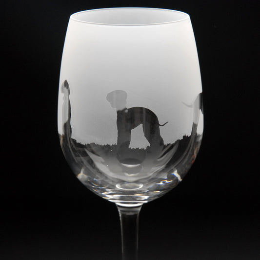 Bedlington Terrier Dog Crystal Wine Glass - Hand Etched/Engraved Gift