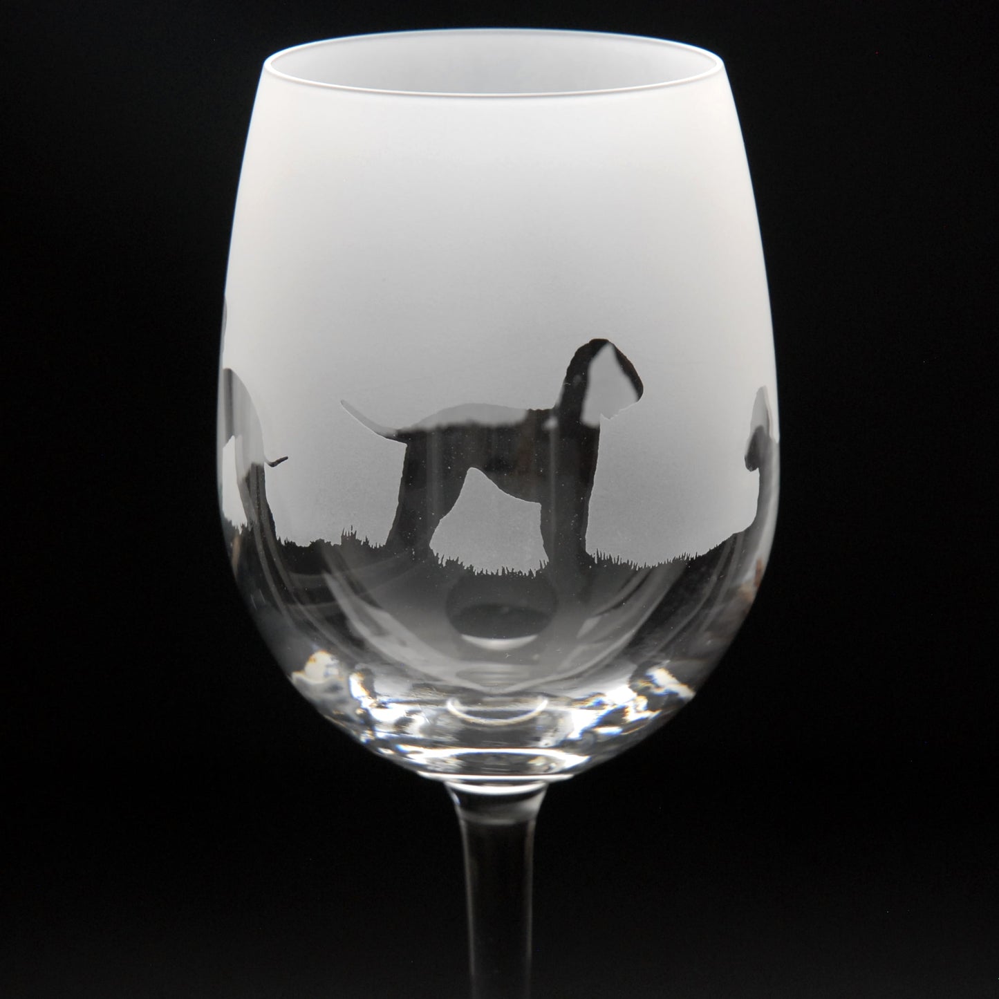 Bedlington Terrier Dog Crystal Wine Glass - Hand Etched/Engraved Gift