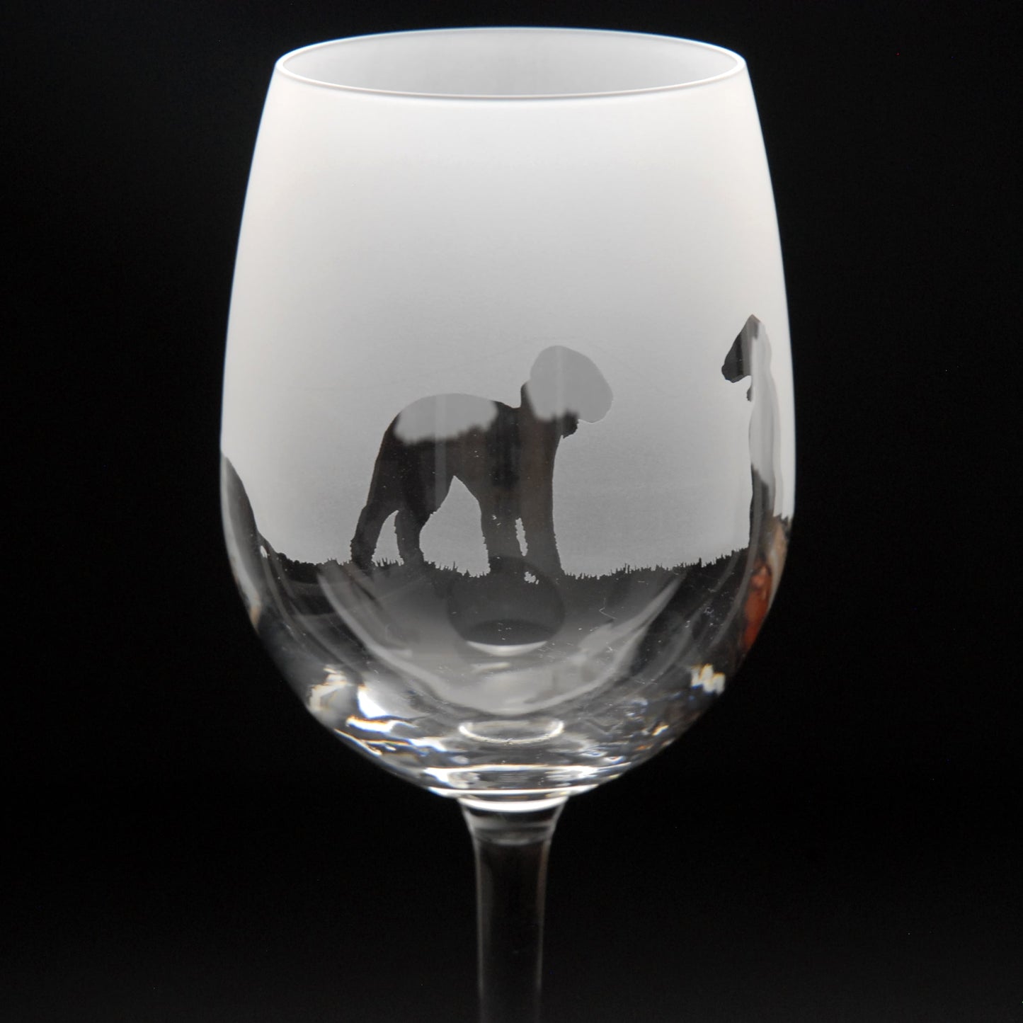 Bedlington Terrier Dog Crystal Wine Glass - Hand Etched/Engraved Gift