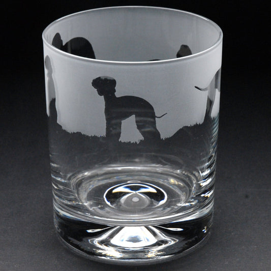 Bedlington Terrier Dog Whiskey Tumbler Glass - Hand Etched/Engraved Gift