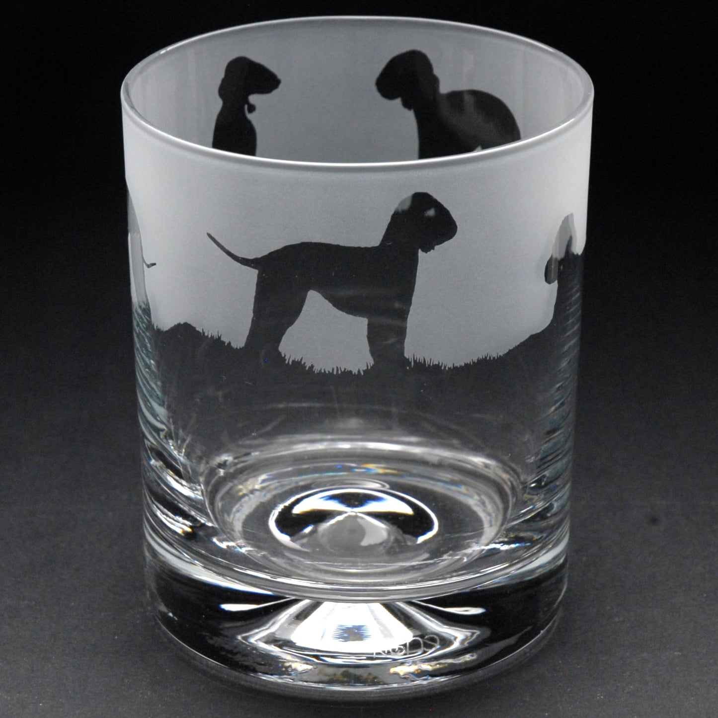 Bedlington Terrier Dog Whiskey Tumbler Glass - Hand Etched/Engraved Gift