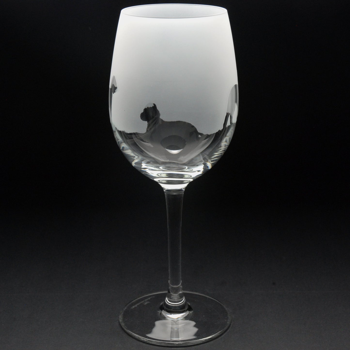 Bedlington Terrier Dog Crystal Wine Glass - Hand Etched/Engraved Gift
