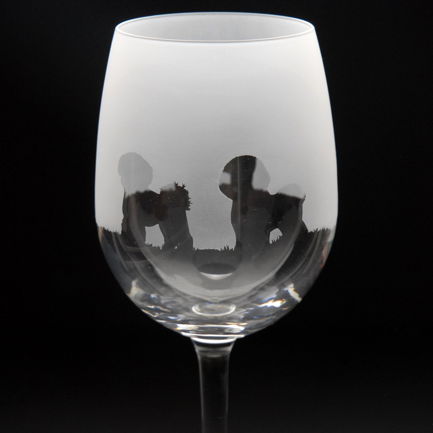 Bichon Frise Dog Crystal Wine Glass - Hand Etched/Engraved Gift