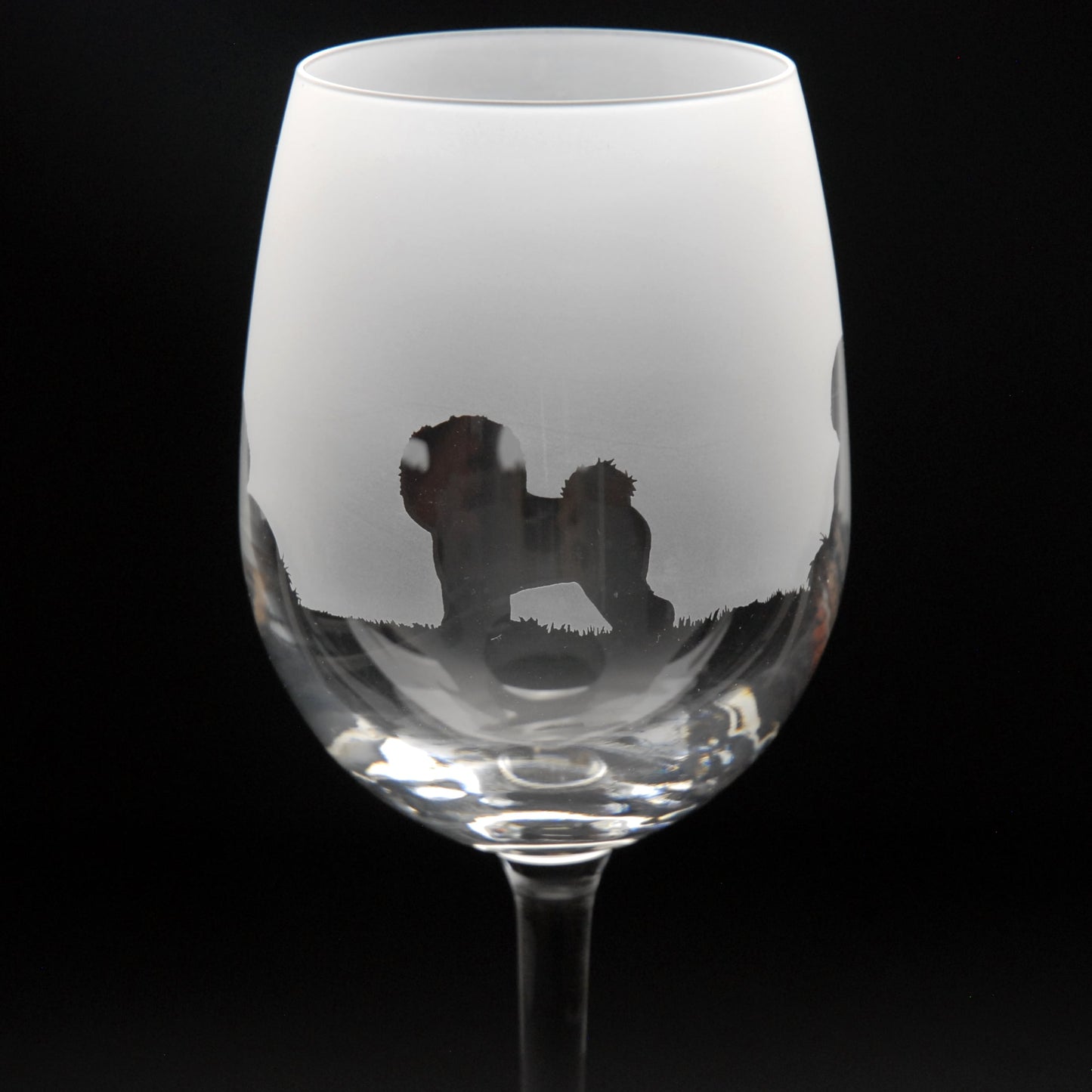 Bichon Frise Dog Crystal Wine Glass - Hand Etched/Engraved Gift