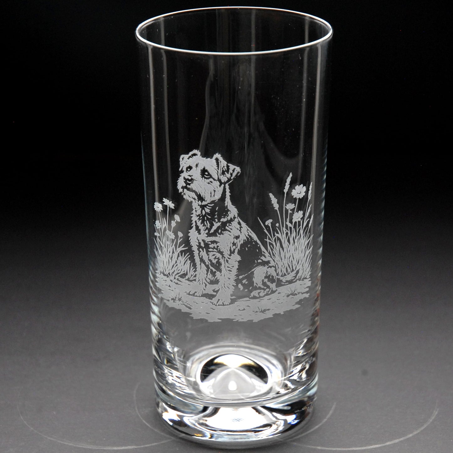 Border Terrier Dog Highball Glass - Hand Etched/Engraved Gift