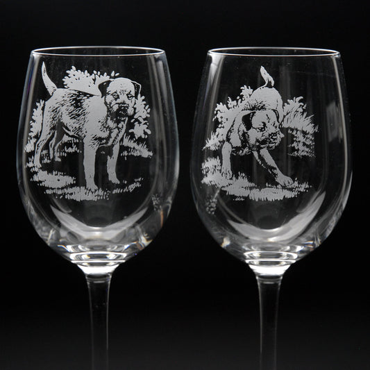 Border Terrier Dog Crystal Wine Glass - Hand Etched/Engraved Gift