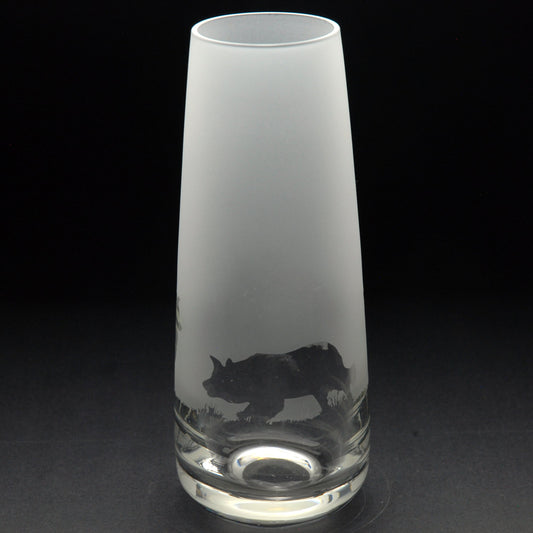 Border Collie Dog Glass Bud Vase - 15cm - Hand Etched/Engraved Gift