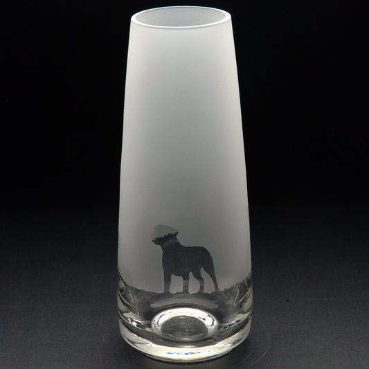 Border Terrier Dog Glass Bud Vase - 15cm - Hand Etched/Engraved Gift