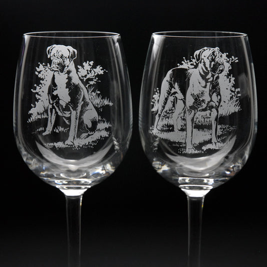 Boxer Dog Crystal Wine Glass - Hand Etched/Engraved Gift