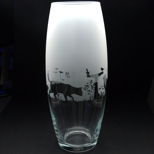 Cat Glass Botanica Vase - Hand Etched/Engraved Gift