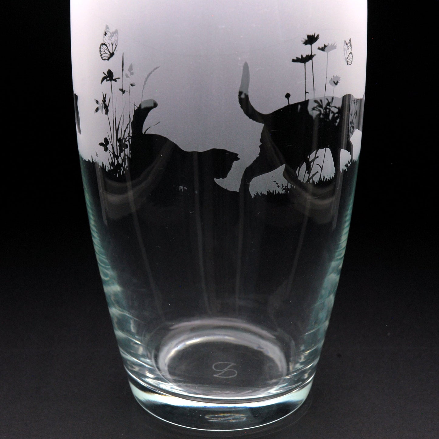 Cat Glass Botanica Vase - Hand Etched/Engraved Gift