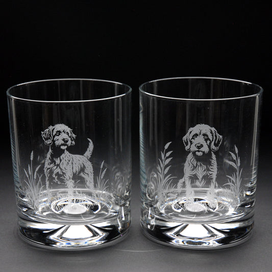 Cockapoo Dog Whiskey Tumbler Glass - Hand Etched/Engraved Gift