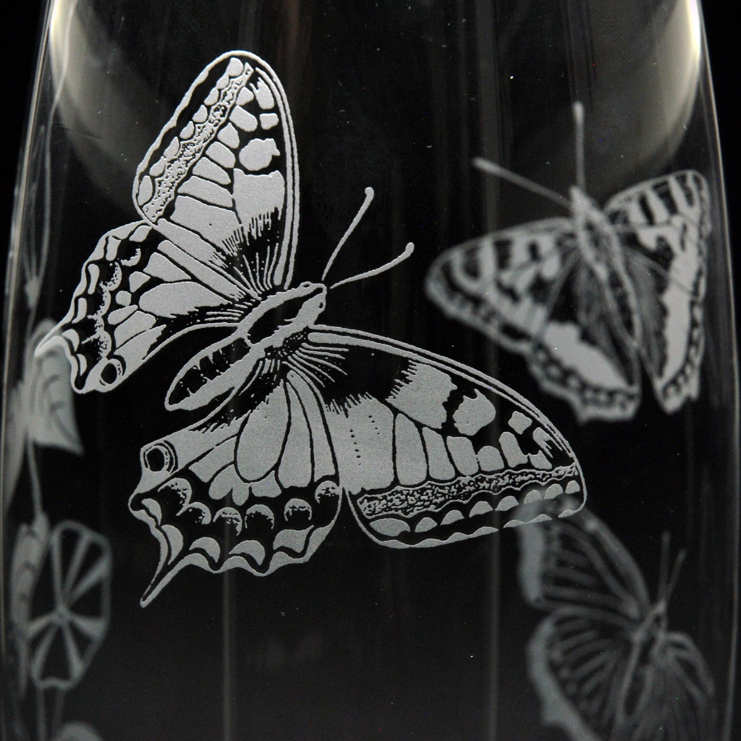 Convolvulus and Butterfly Glass Botanica Vase - 26cm - Hand Etched/Engraved Gift