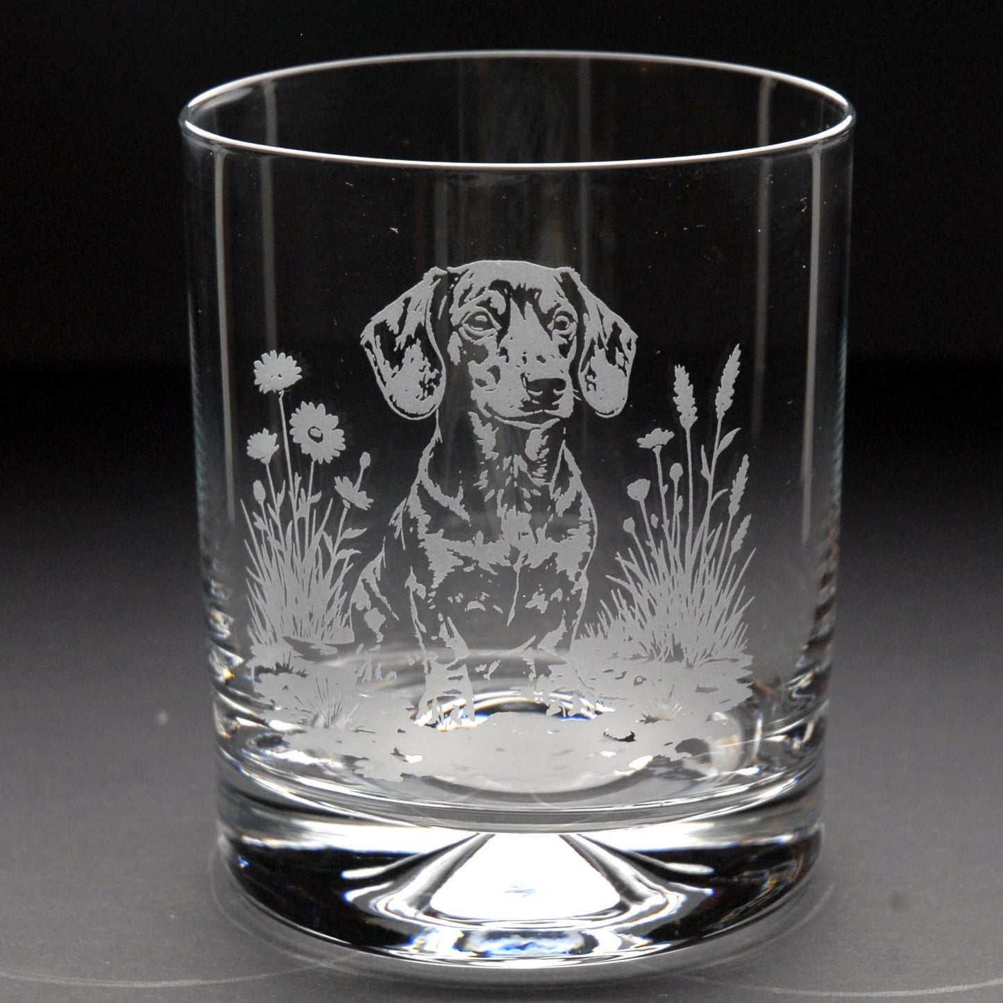 Dachshund Dog Whiskey Tumbler Glass - Hand Etched/Engraved Gift