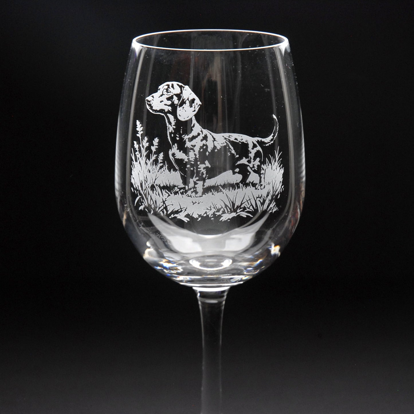 Dachshund Dog Crystal Wine Glass - Hand Etched/Engraved Gift