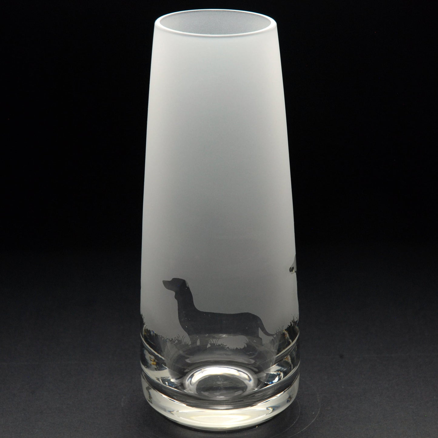 Dachshund Dog Glass Bud Vase - Hand Etched/Engraved Gift