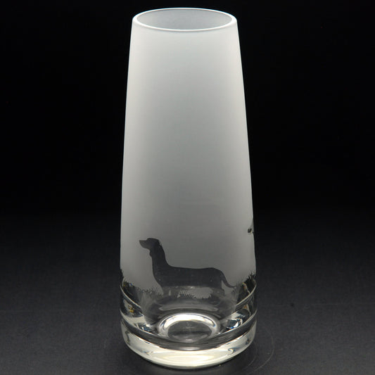 Dachshund Dog Glass Bud Vase - Hand Etched/Engraved Gift