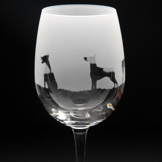 Dobermann Dog Crystal Wine Glass - Hand Etched/Engraved Gift
