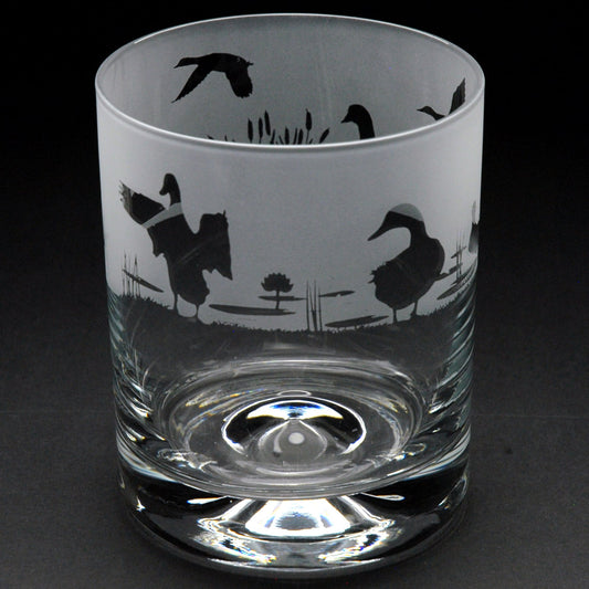 Duck Whiskey Tumbler Glass - Hand Etched/Engraved Gift