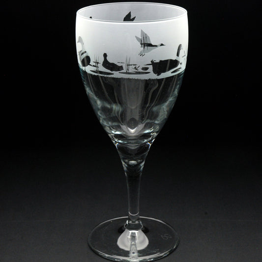 Duck Crystal Wine Glass - Hand Etched/Engraved Gift