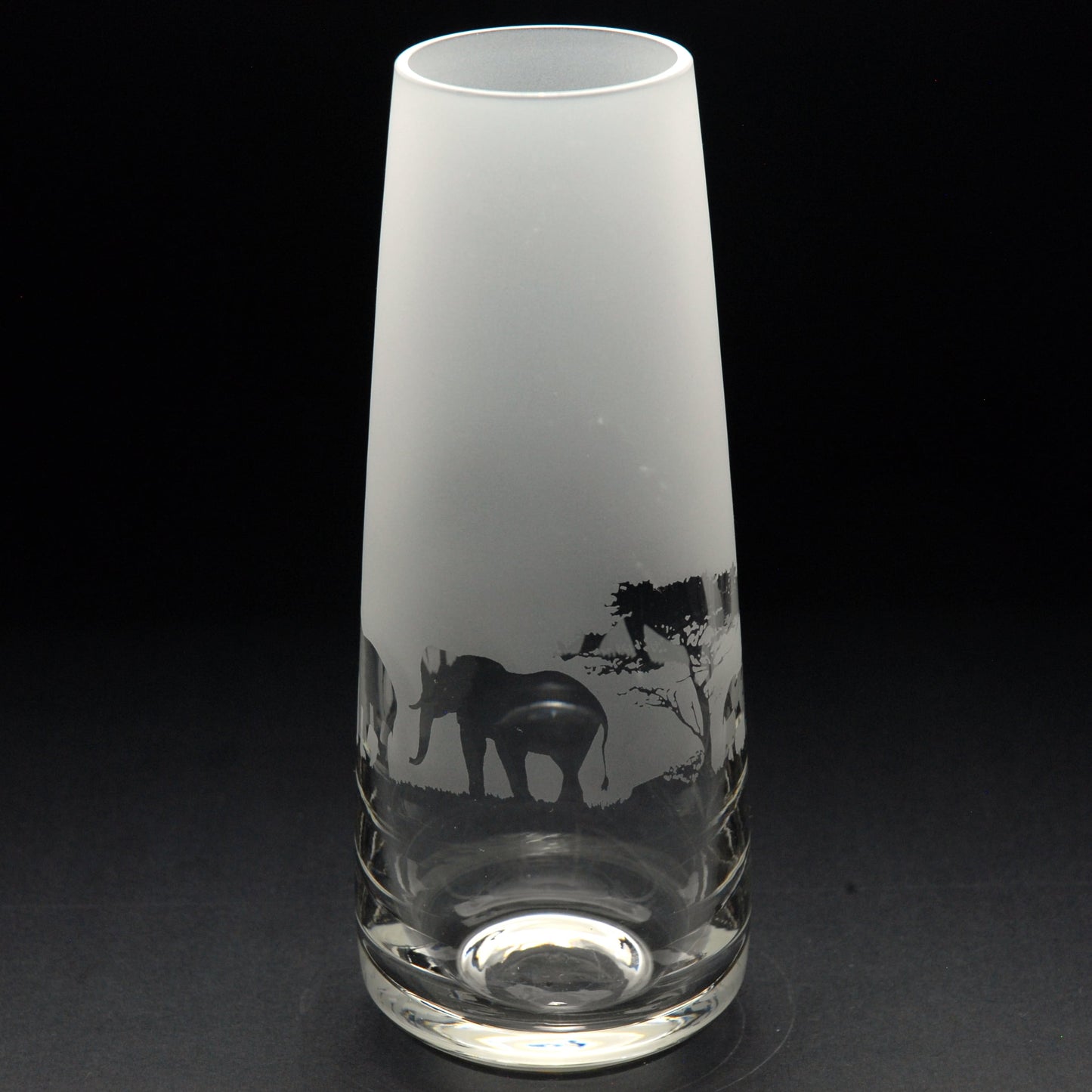 Elephant Glass Bud Vase - 15cm - Hand Etched/Engraved Gift