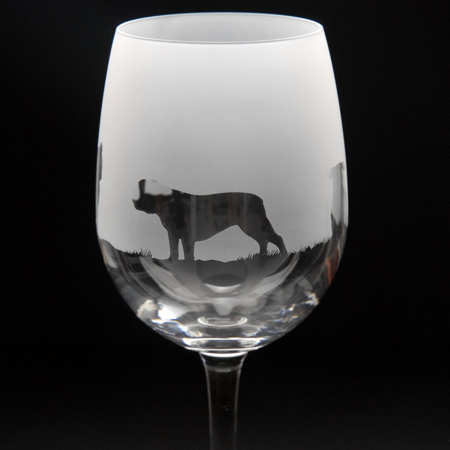 English Bulldog Dog Crystal Wine Glass - Hand Etched/Engraved Gift
