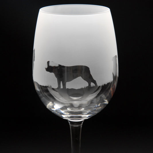 English Bulldog Dog Crystal Wine Glass - Hand Etched/Engraved Gift