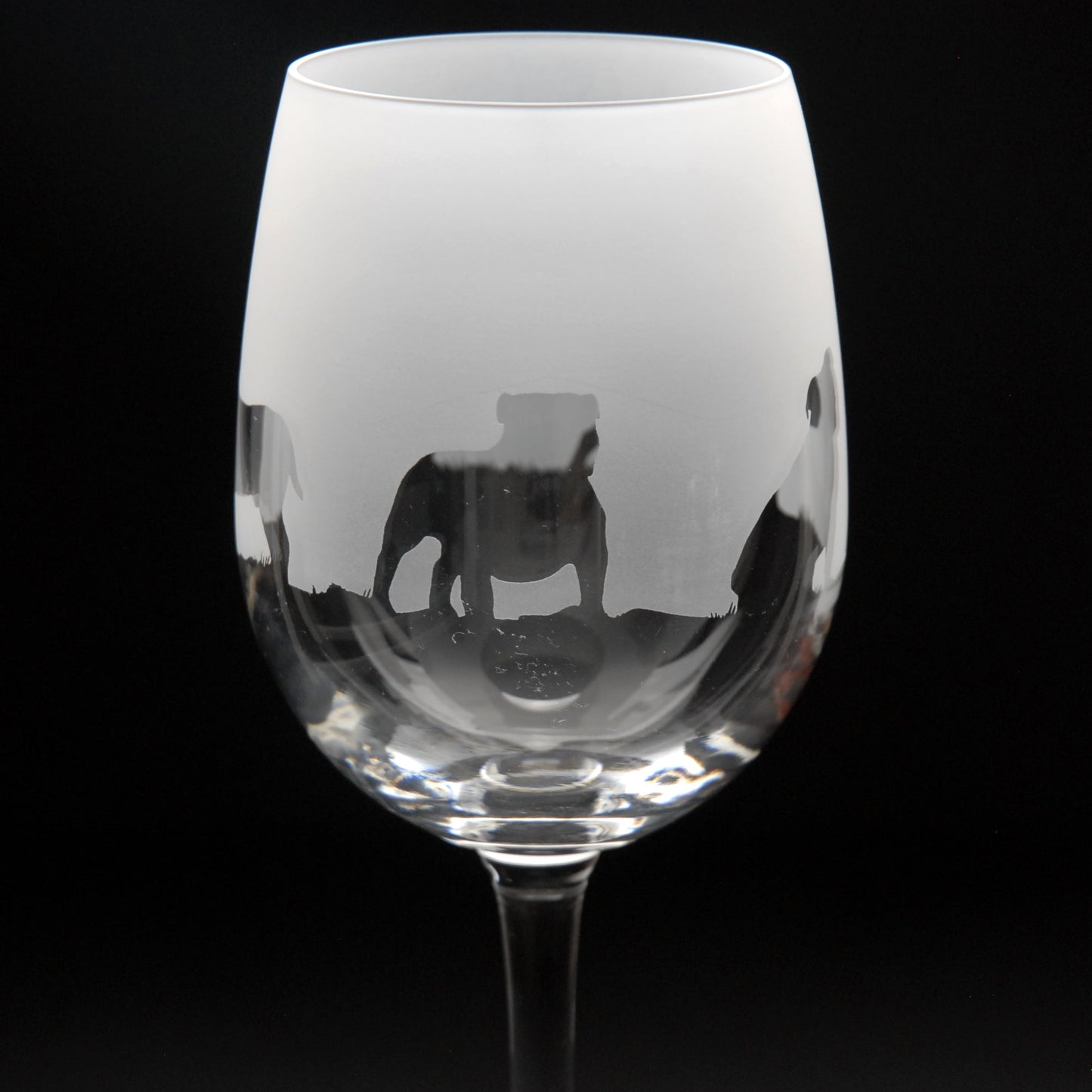 English Bulldog Dog Crystal Wine Glass - Hand Etched/Engraved Gift