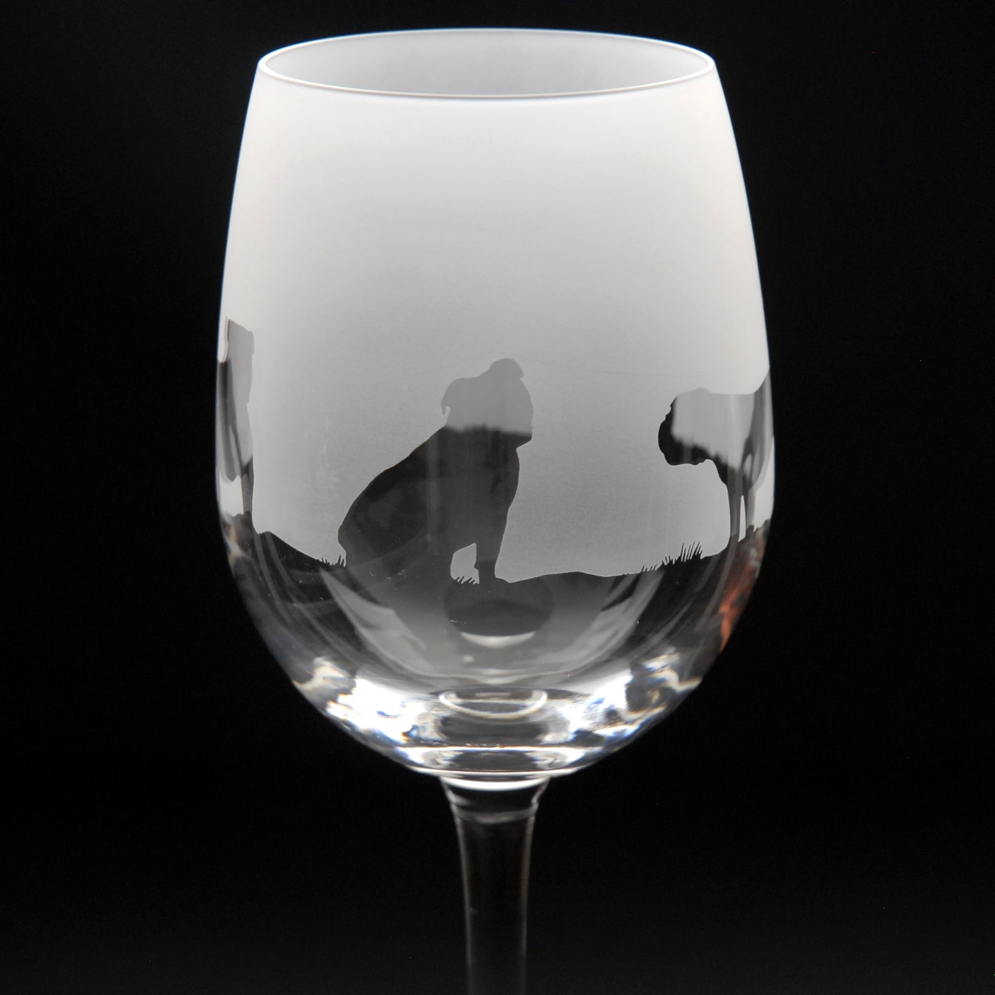 English Bulldog Dog Crystal Wine Glass - Hand Etched/Engraved Gift
