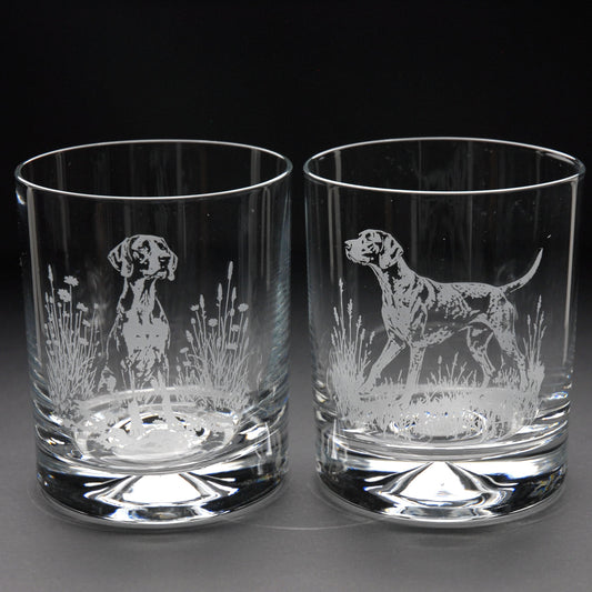 English Pointer Dog Whiskey Tumbler Glass - Hand Etched/Engraved Gift