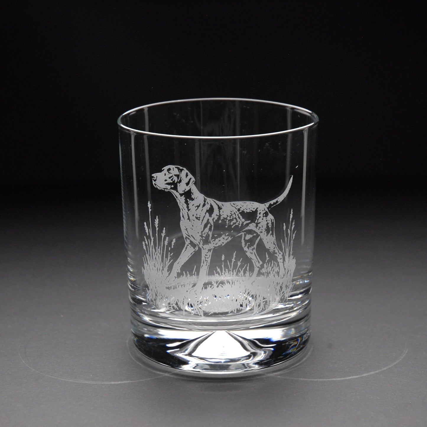English Pointer Dog Whiskey Tumbler Glass - Hand Etched/Engraved Gift