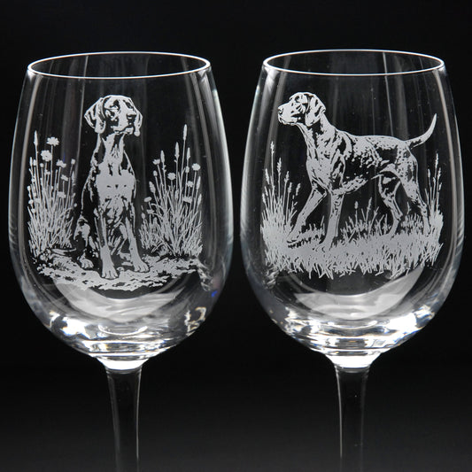 English Pointer Dog Crystal Wine Glass - Hand Etched/Engraved Gift