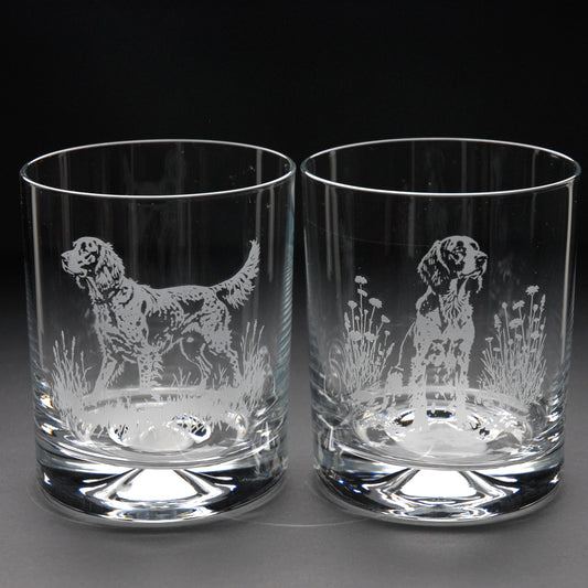 English Setter Dog Whiskey Tumbler Glass - Hand Etched/Engraved Gift