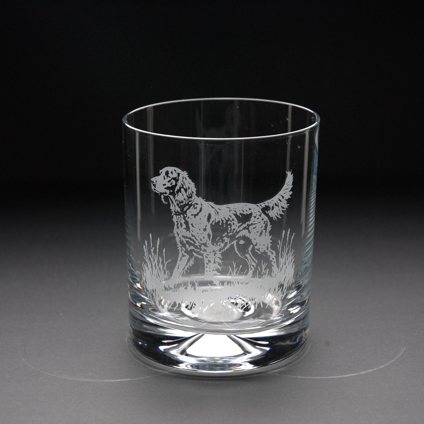 English Setter Dog Whiskey Tumbler Glass - Hand Etched/Engraved Gift