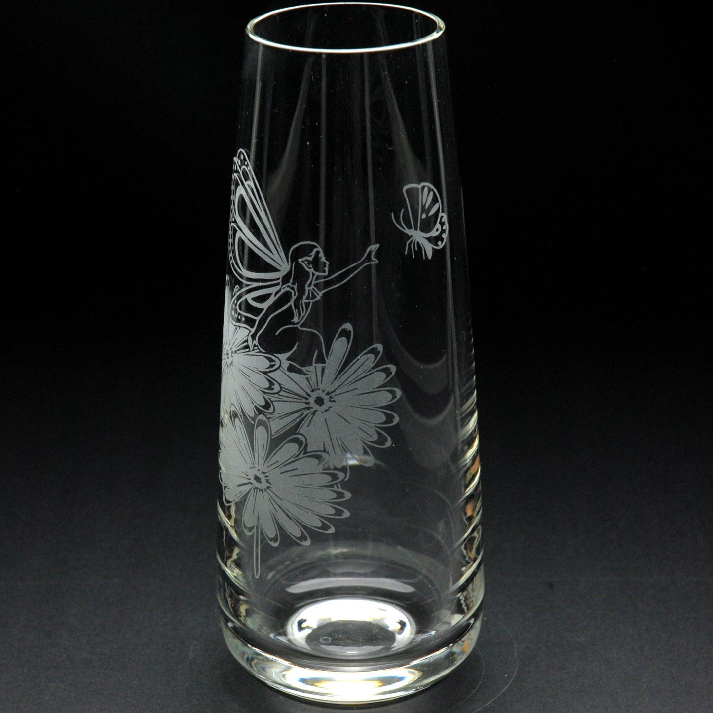 Fairy & Butterfly Glass Bud Vase - Hand Etched/Engraved Gift