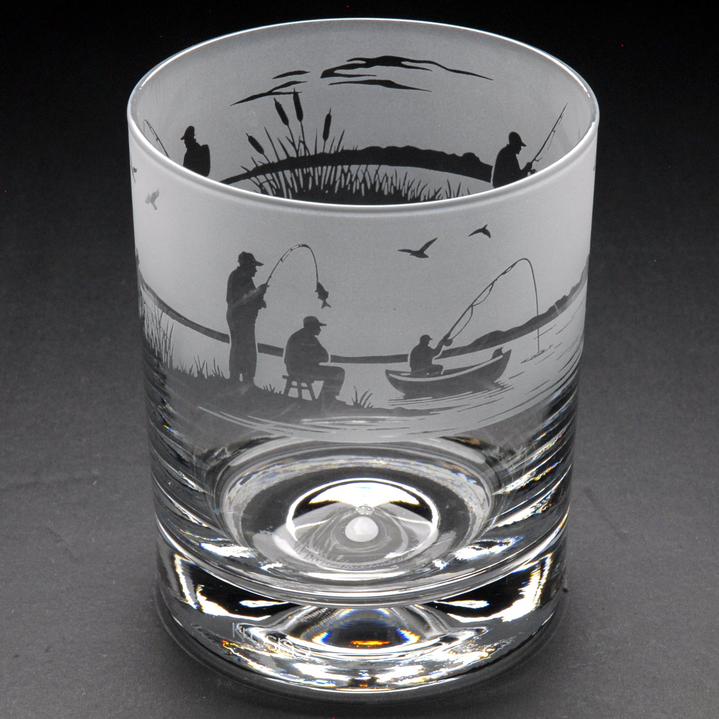 Fishing Whiskey Tumbler Glass - Hand Etched/Engraved Gift