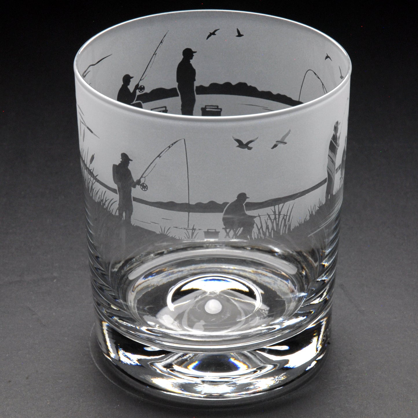 Fishing Whiskey Tumbler Glass - Hand Etched/Engraved Gift