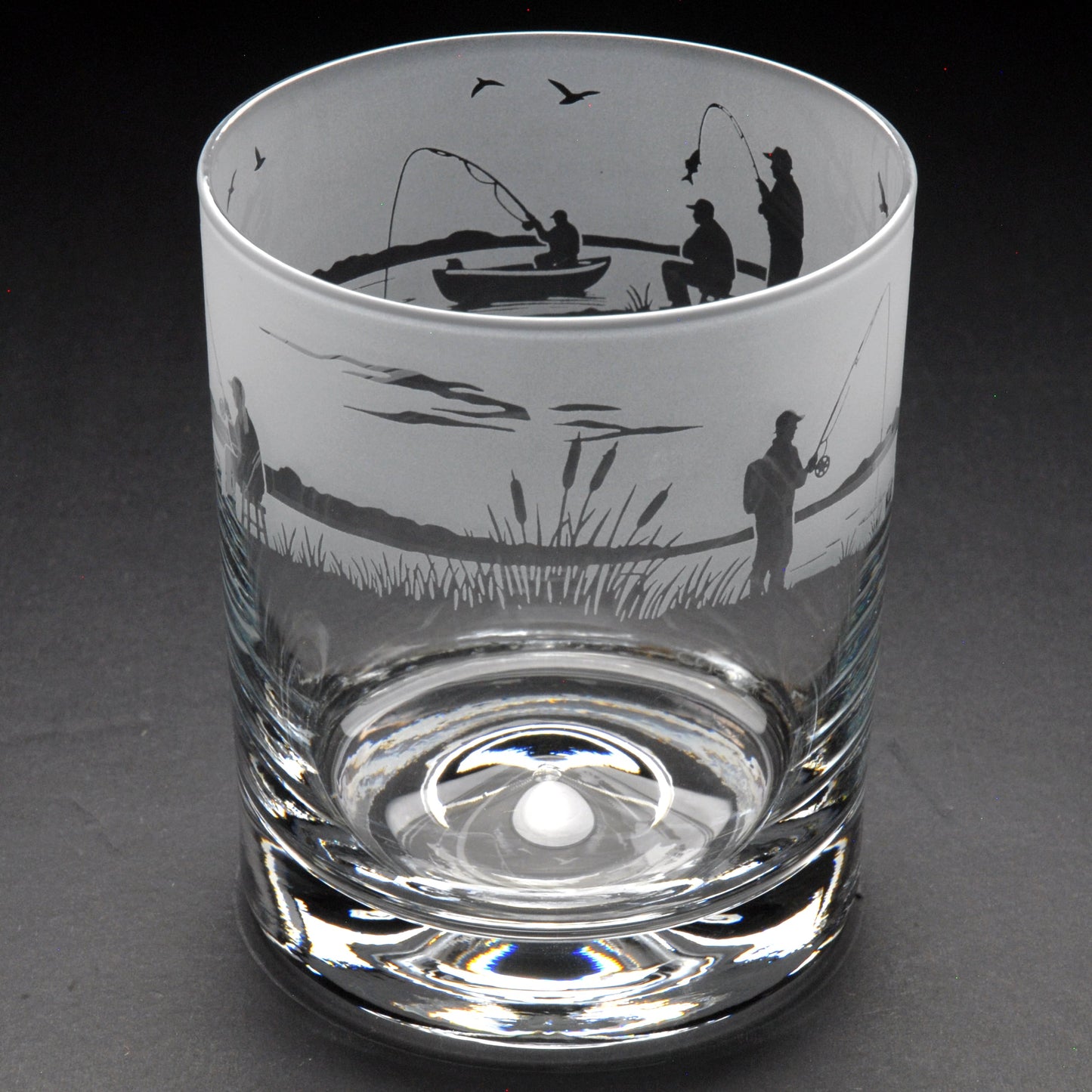 Fishing Whiskey Tumbler Glass - Hand Etched/Engraved Gift