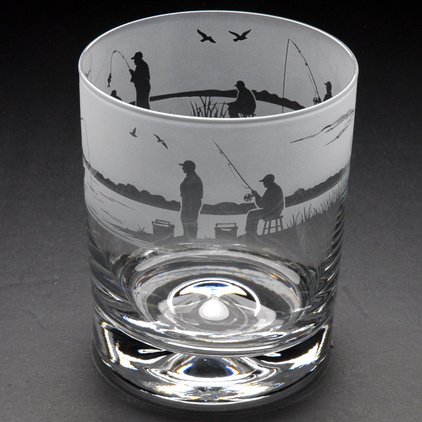 Fishing Whiskey Tumbler Glass - Hand Etched/Engraved Gift