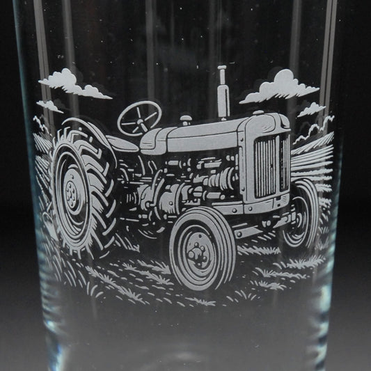 Vintage & Classic Farm Tractors Glassware | Etched Engraved Glass | Home and Bar Decor